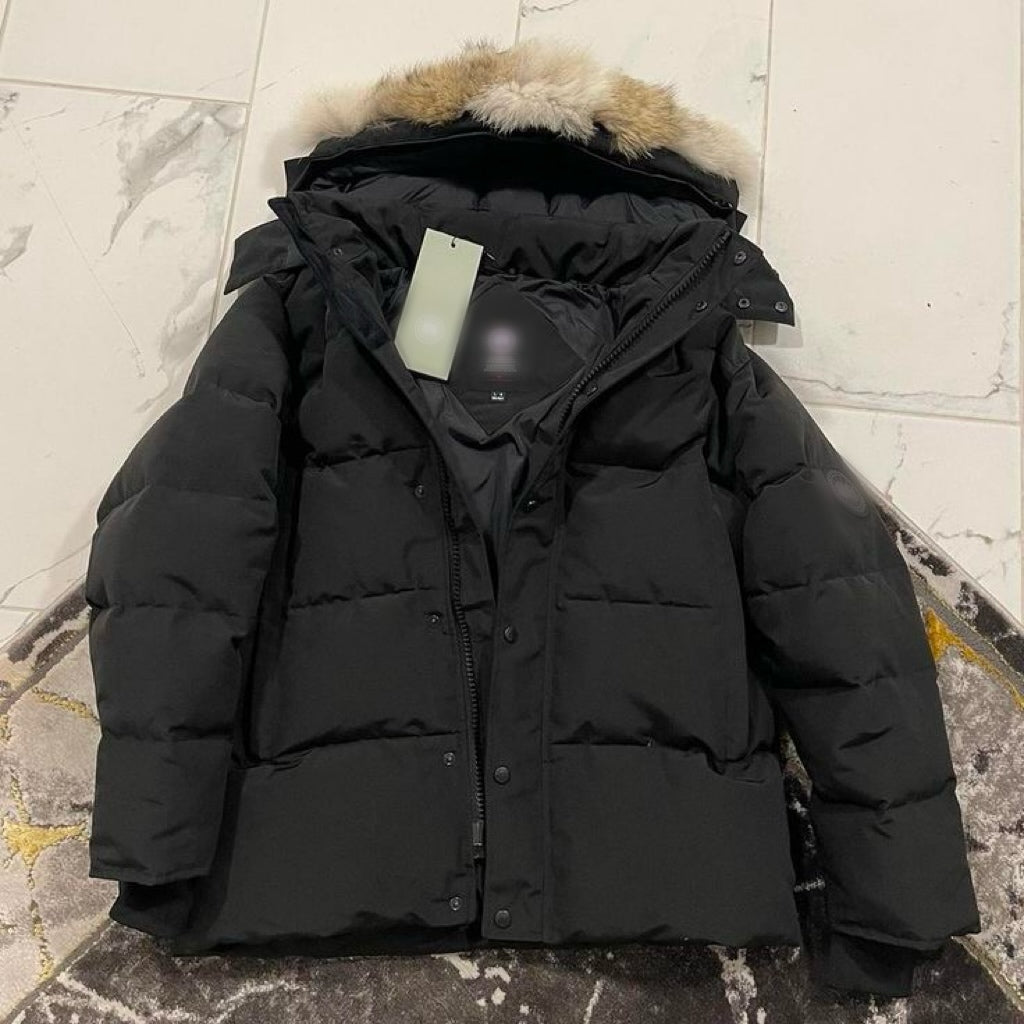 Black parka black badge